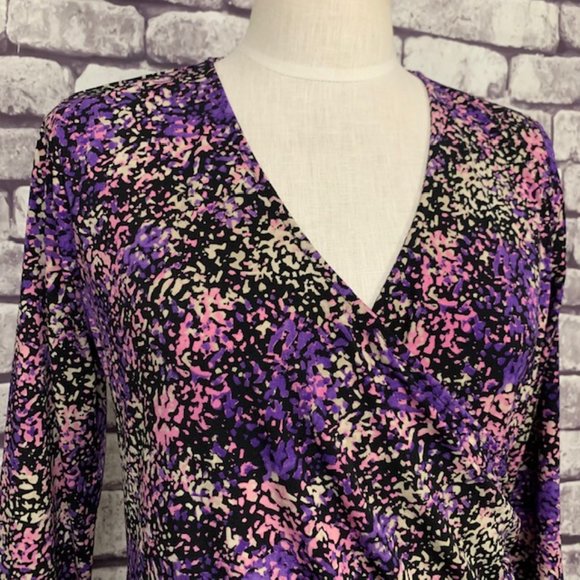 Liz Claiborne Faux Wrap Top Size PL - Picture 2 of 9